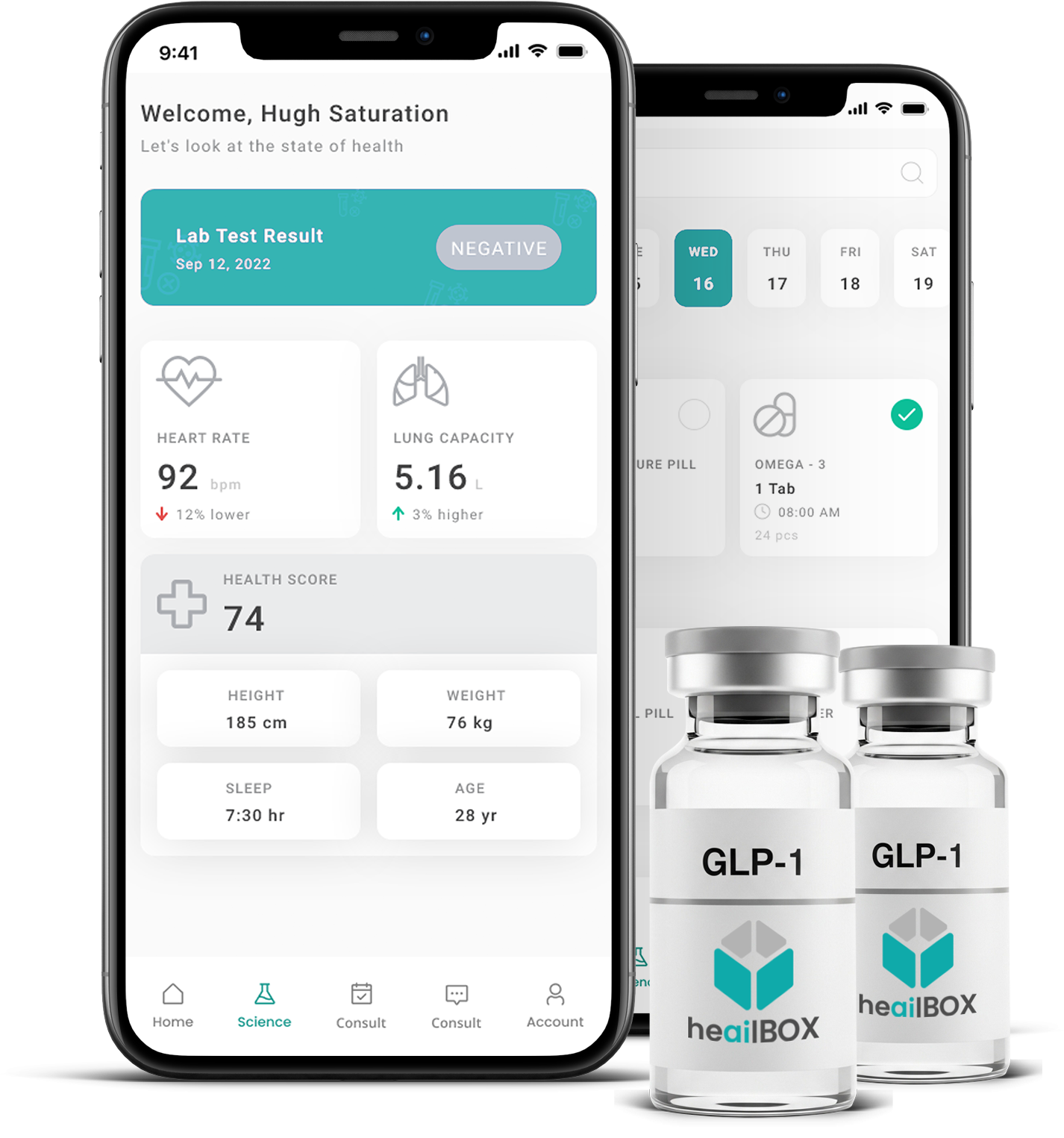 heailBOX vials and two phone app front facing ED Treatment heailBOX Medical Clinics 5 Image